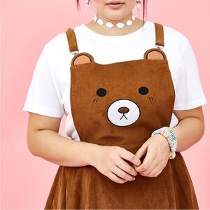Sugar Thrillz Dolls Kill Pinafore Overalls Dress 1X BB Bear Rilkkuma Corduroy